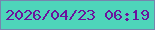 文字の大きさ：5、枠の色：7585ae、背景の色：4ed5ba、文字の色：6b139d 無料ブログパーツのブログ時計