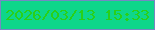 文字の大きさ：3、枠の色：7587c3、背景の色：0ed68a、文字の色：29d018 無料ブログパーツのブログ時計