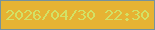文字の大きさ：3、枠の色：75929e、背景の色：e6b333、文字の色：d2e166 無料ブログパーツのブログ時計