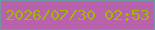 文字の大きさ：4、枠の色：7593a2、背景の色：b762aa、文字の色：a1b605 無料ブログパーツのブログ時計
