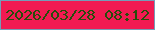 文字の大きさ：5、枠の色：759cb8、背景の色：f11a52、文字の色：274d0b 無料ブログパーツのブログ時計