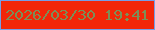文字の大きさ：1、枠の色：759ee6、背景の色：f22608、文字の色：7c8e57 無料ブログパーツのブログ時計