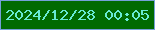 文字の大きさ：5、枠の色：75a0d8、背景の色：006a01、文字の色：68ead4 無料ブログパーツのブログ時計