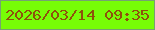 文字の大きさ：4、枠の色：75a272、背景の色：77fc06、文字の色：8e510c 無料ブログパーツのブログ時計