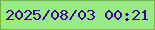 文字の大きさ：4、枠の色：75b448、背景の色：99eb87、文字の色：410597 無料ブログパーツのブログ時計