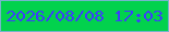 文字の大きさ：4、枠の色：75b5cb、背景の色：02d24d、文字の色：3c3dfb 無料ブログパーツのブログ時計