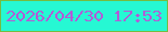 文字の大きさ：4、枠の色：75bc41、背景の色：26f8d3、文字の色：b35bd7 無料ブログパーツのブログ時計