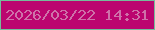 文字の大きさ：3、枠の色：75bc9b、背景の色：bb056f、文字の色：ce72a9 無料ブログパーツのブログ時計