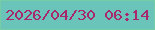 文字の大きさ：2、枠の色：75cda6、背景の色：6ac4ba、文字の色：a8276f 無料ブログパーツのブログ時計