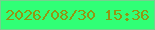 文字の大きさ：5、枠の色：75d18e、背景の色：30ff76、文字の色：929612 無料ブログパーツのブログ時計