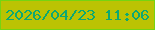 文字の大きさ：3、枠の色：75d412、背景の色：bbc303、文字の色：0da872 無料ブログパーツのブログ時計