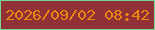 文字の大きさ：5、枠の色：75d693、背景の色：903037、文字の色：ea8611 無料ブログパーツのブログ時計