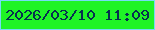 文字の大きさ：5、枠の色：75dcf5、背景の色：1ff426、文字の色：06304f 無料ブログパーツのブログ時計