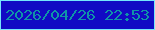 文字の大きさ：5、枠の色：75e6fb、背景の色：110ac4、文字の色：0f94a7 無料ブログパーツのブログ時計