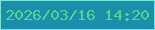 文字の大きさ：2、枠の色：75e7d5、背景の色：198fab、文字の色：57d587 無料ブログパーツのブログ時計