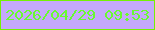 文字の大きさ：2、枠の色：75f104、背景の色：c5a8fc、文字の色：69fb30 無料ブログパーツのブログ時計