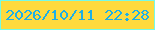文字の大きさ：2、枠の色：75fae7、背景の色：feda3e、文字の色：1dafe7 無料ブログパーツのブログ時計