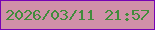 文字の大きさ：3、枠の色：7603b4、背景の色：d090a8、文字の色：418c3b 無料ブログパーツのブログ時計