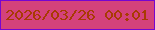 文字の大きさ：2、枠の色：7605d0、背景の色：d4427b、文字の色：a83a04 無料ブログパーツのブログ時計