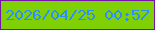文字の大きさ：4、枠の色：7613aa、背景の色：7fd004、文字の色：2a8efe 無料ブログパーツのブログ時計