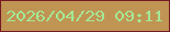 文字の大きさ：3、枠の色：761925、背景の色：c09453、文字の色：a4e896 無料ブログパーツのブログ時計
