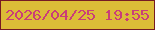 文字の大きさ：2、枠の色：761a23、背景の色：dcbc37、文字の色：ca3e78 無料ブログパーツのブログ時計