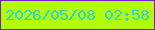 文字の大きさ：2、枠の色：761ec9、背景の色：b4fd09、文字の色：29d7d2 無料ブログパーツのブログ時計