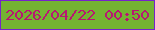 文字の大きさ：1、枠の色：7623ca、背景の色：74b332、文字の色：b81672 無料ブログパーツのブログ時計