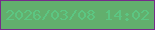 文字の大きさ：4、枠の色：762b8a、背景の色：62af6d、文字の色：5cc682 無料ブログパーツのブログ時計