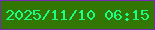 文字の大きさ：5、枠の色：762bb4、背景の色：327703、文字の色：1bff88 無料ブログパーツのブログ時計