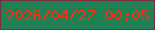 文字の大きさ：1、枠の色：763140、背景の色：207f53、文字の色：fe2b13 無料ブログパーツのブログ時計