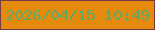 文字の大きさ：4、枠の色：763a42、背景の色：e68a0e、文字の色：5eab69 無料ブログパーツのブログ時計