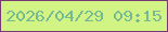 文字の大きさ：4、枠の色：763b74、背景の色：d1f484、文字の色：75ba92 無料ブログパーツのブログ時計