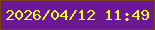 文字の大きさ：2、枠の色：764012、背景の色：6c1894、文字の色：f6fb2a 無料ブログパーツのブログ時計