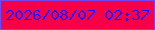 文字の大きさ：2、枠の色：7647f0、背景の色：f60047、文字の色：2208fb 無料ブログパーツのブログ時計