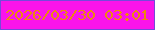 文字の大きさ：4、枠の色：7648da、背景の色：fa14ea、文字の色：ed880e 無料ブログパーツのブログ時計