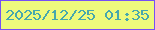 文字の大きさ：3、枠の色：7650f5、背景の色：eefa7c、文字の色：46a8ad 無料ブログパーツのブログ時計