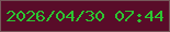 文字の大きさ：5、枠の色：76585a、背景の色：590c29、文字の色：2cc531 無料ブログパーツのブログ時計