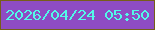 文字の大きさ：4、枠の色：765e19、背景の色：8e4cc3、文字の色：52fae8 無料ブログパーツのブログ時計