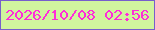文字の大きさ：1、枠の色：765ecc、背景の色：d0f49e、文字の色：ff2cd9 無料ブログパーツのブログ時計