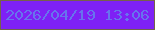 文字の大きさ：2、枠の色：76614a、背景の色：7e21f5、文字の色：6774ed 無料ブログパーツのブログ時計