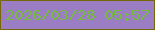 文字の大きさ：1、枠の色：766807、背景の色：9a7dc2、文字の色：75bb3c 無料ブログパーツのブログ時計