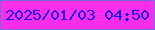 文字の大きさ：4、枠の色：766ad4、背景の色：fd2eea、文字の色：1d11eb 無料ブログパーツのブログ時計