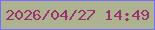 文字の大きさ：5、枠の色：766efd、背景の色：adb391、文字の色：9b316f 無料ブログパーツのブログ時計