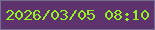 文字の大きさ：3、枠の色：766f91、背景の色：5d326d、文字の色：95f222 無料ブログパーツのブログ時計
