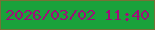 文字の大きさ：2、枠の色：767135、背景の色：1aa23b、文字の色：a00b7a 無料ブログパーツのブログ時計