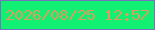 文字の大きさ：3、枠の色：7672be、背景の色：11f073、文字の色：dc9c5d 無料ブログパーツのブログ時計