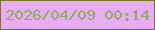 文字の大きさ：2、枠の色：767623、背景の色：e8acf3、文字の色：8fab5f 無料ブログパーツのブログ時計