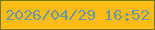 文字の大きさ：5、枠の色：767808、背景の色：fdbc15、文字の色：6899a0 無料ブログパーツのブログ時計