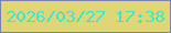 文字の大きさ：5、枠の色：7683ac、背景の色：e1d677、文字の色：3ce8cc 無料ブログパーツのブログ時計